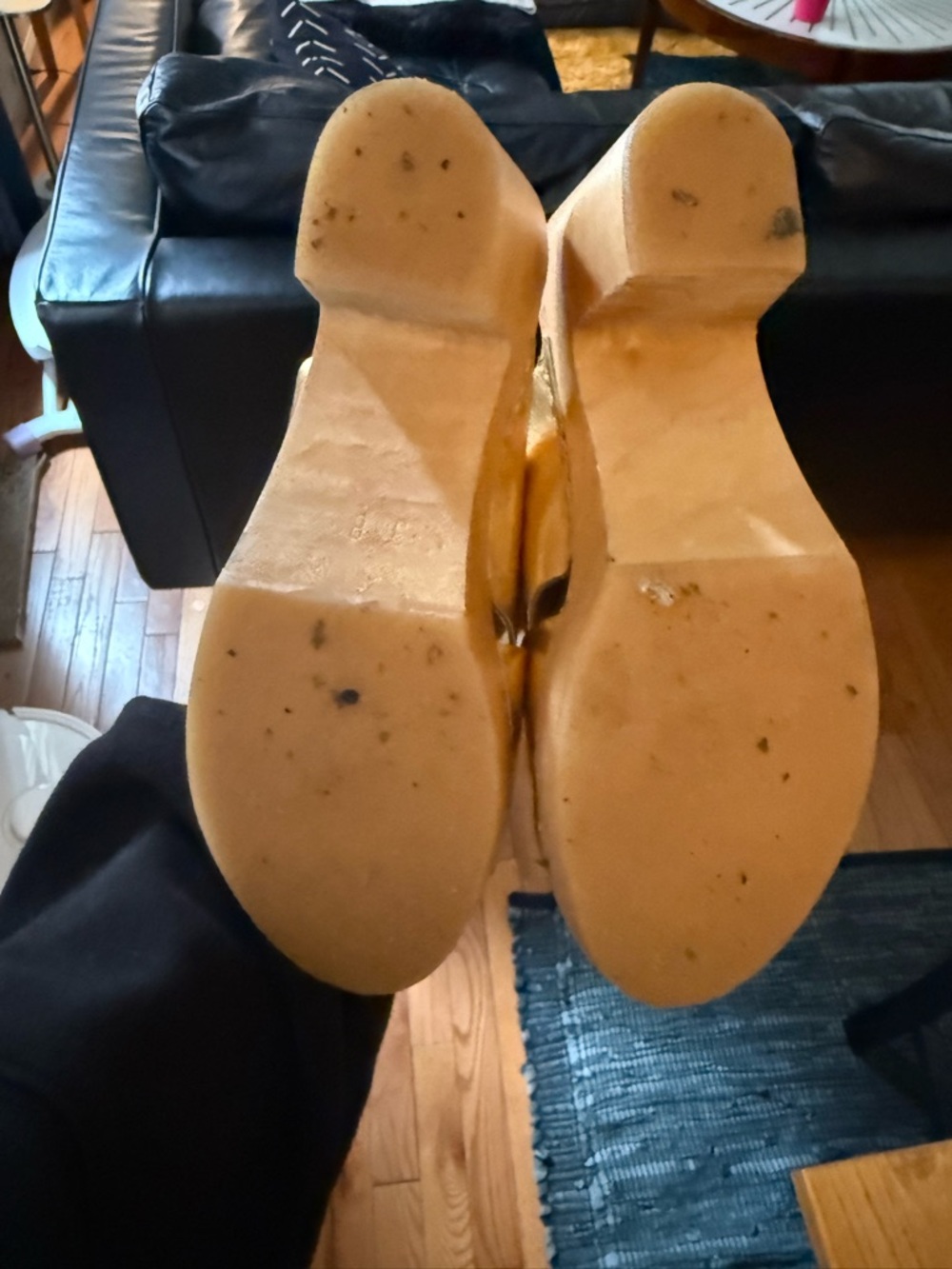 Hoof Metallic Gold Leather Slide Sandals clogs - Picture 2 of 5